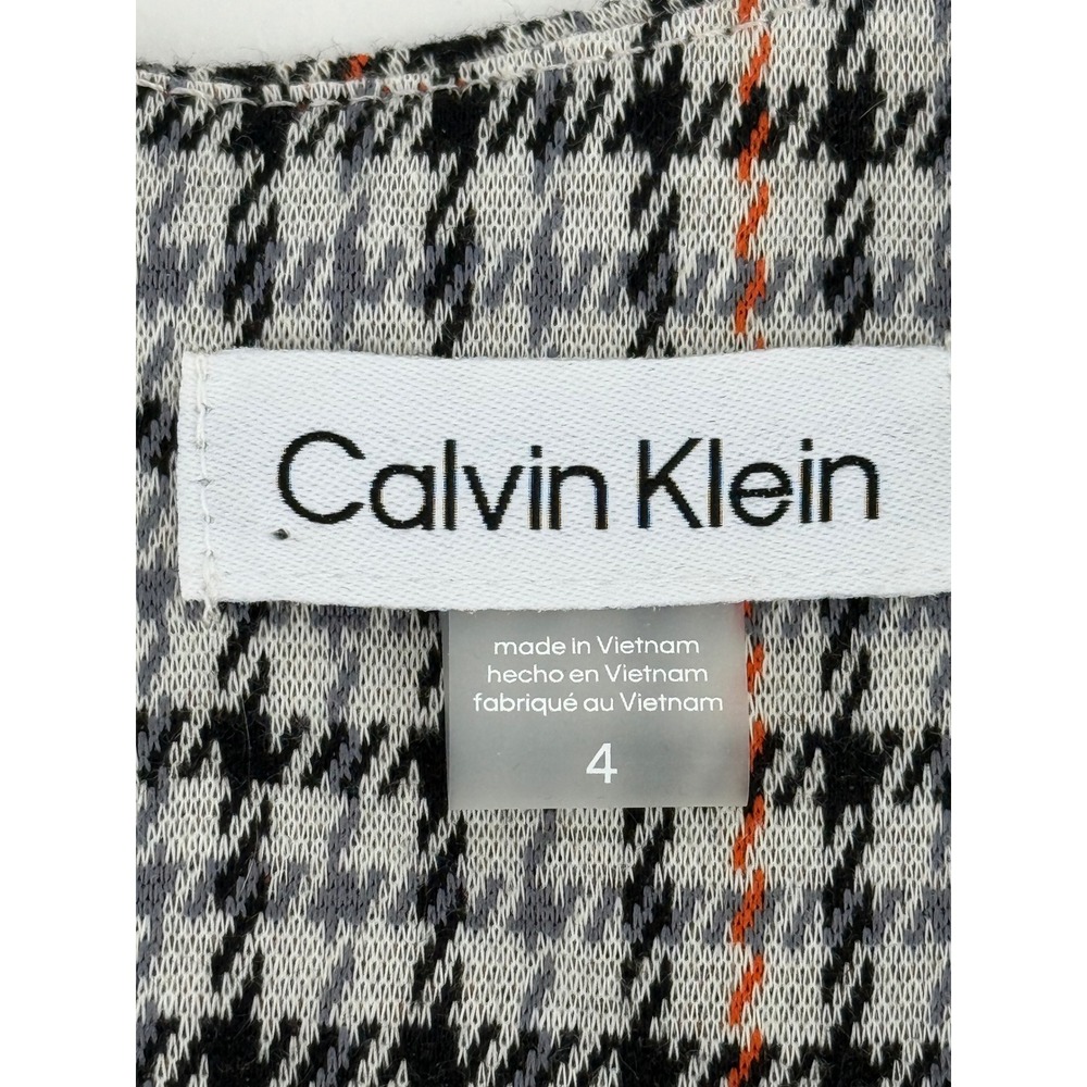 Calvin Klein Houndstooth Sheath Dress Short Sleeve Zipper Back Womens Size 4 NWT - Picture 9 of 12